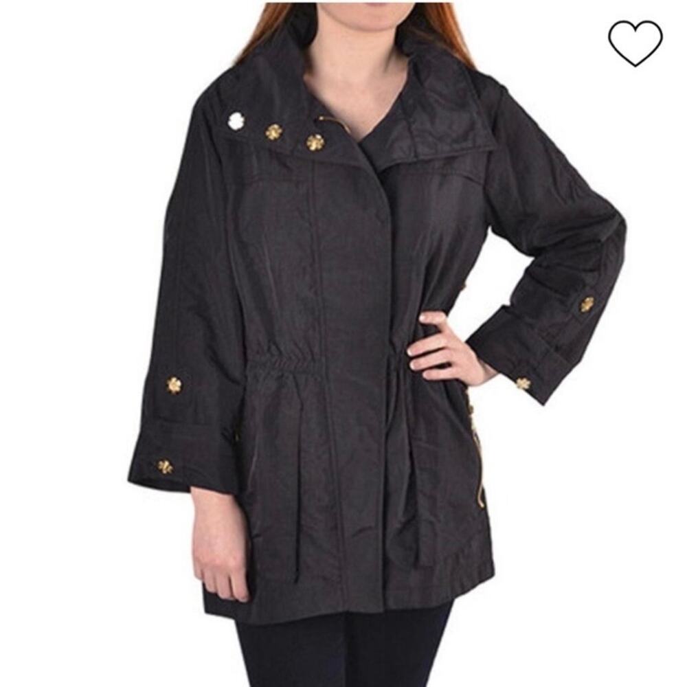 The Fillmore Sz M Anorak Rain Jacket Black Snap Closure Nylon Hidden Hood